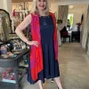 Thanny Sleeveless Plissé Dress Navy