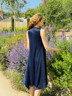 Thanny Sleeveless Plissé Dress Royal Blue