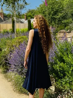 Thanny Sleeveless Plissé Dress Royal Blue
