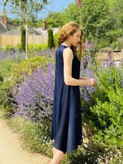 Thanny Sleeveless Plissé Dress Royal Blue