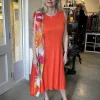 Thanny Sleeveless Plissé Midi Dress Orange