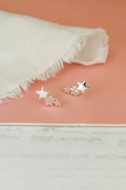 TRIPLE SILVER STAR STUDS