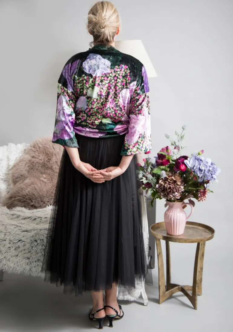 VELVET REVERSIBLE KIMONO - HYDRANGEA