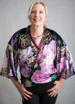 VELVET REVERSIBLE KIMONO - HYDRANGEA