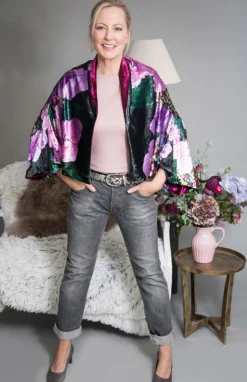 VELVET REVERSIBLE KIMONO - HYDRANGEA