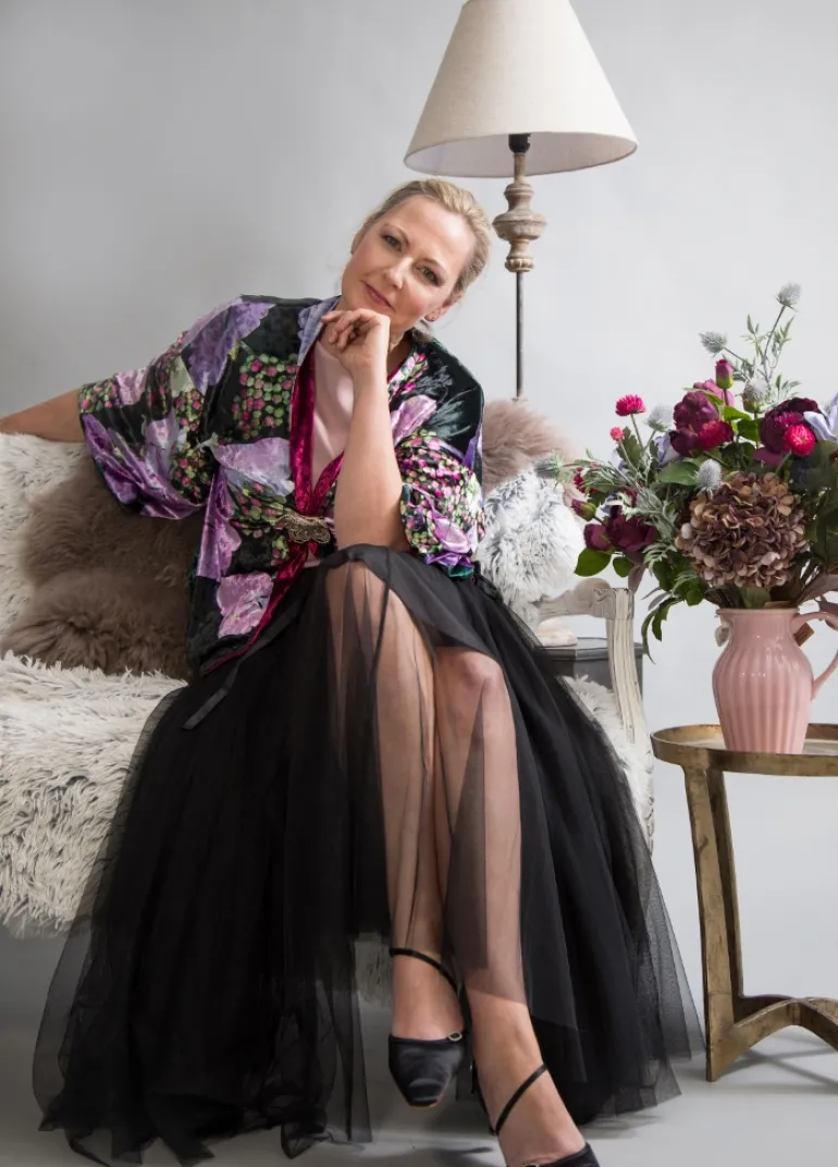 VELVET REVERSIBLE KIMONO - HYDRANGEA