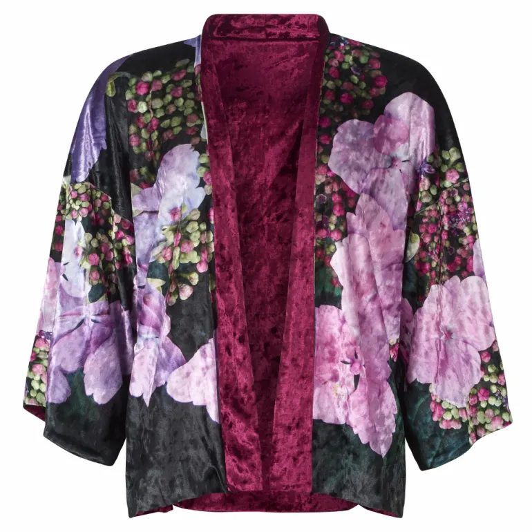 VELVET REVERSIBLE KIMONO - HYDRANGEA