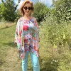 Yavi Floral V Neck Tunic Blue