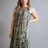 YAVI SILK CHIFFON DRESS BLUE