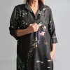 YAVI SILK SHIRT COLLAR DRESS BLACK