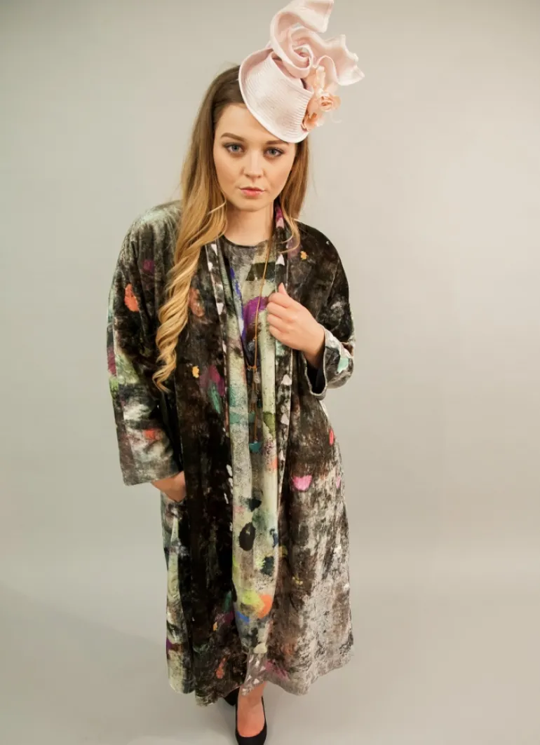 YAVI SILK VELVET ANJALI COAT - 100CM