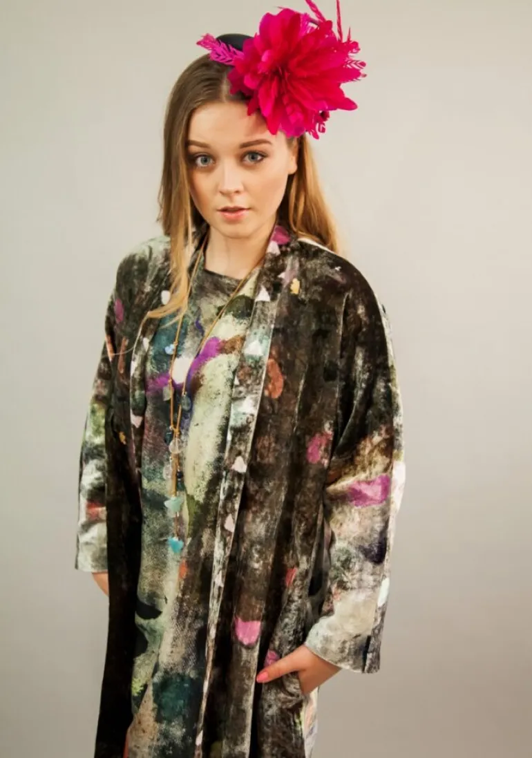 YAVI SILK VELVET ANJALI COAT - 100CM