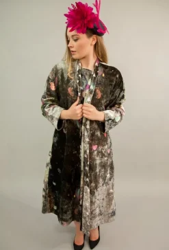 YAVI SILK VELVET ANJALI COAT - 100CM