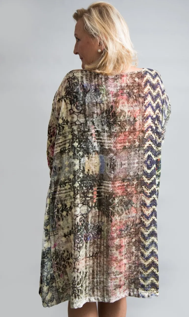 YAVI SILK VELVET DRESS CHEVRON