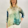 YAVI SILK WIDE TOP GREEN/BLUE