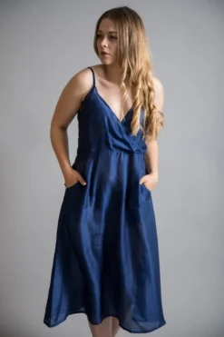 YAVI SLIP SILK DRESS BLUE