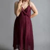 YAVI SLIP SILK DRESS WINE