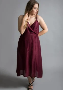 YAVI SLIP SILK DRESS WINE